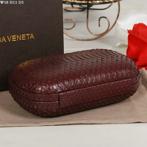 Bottega Veneta intrecciato python vein leather impero ayers knot clutch 11308 brown - Click Image to Close
